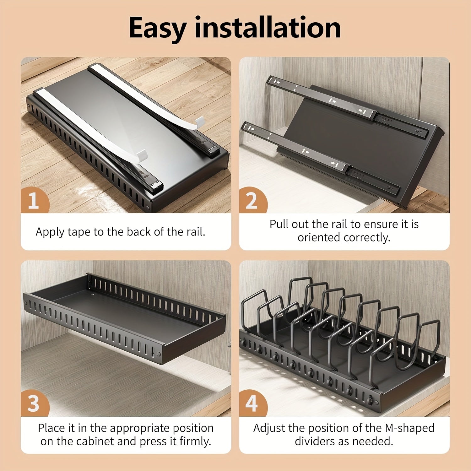 Metal Pull-Out Cabinet Organizer for Pots and Pans