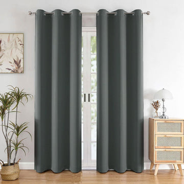 Pack of 2  Door Curtain in 7 Feet Length-Dark Grey-02